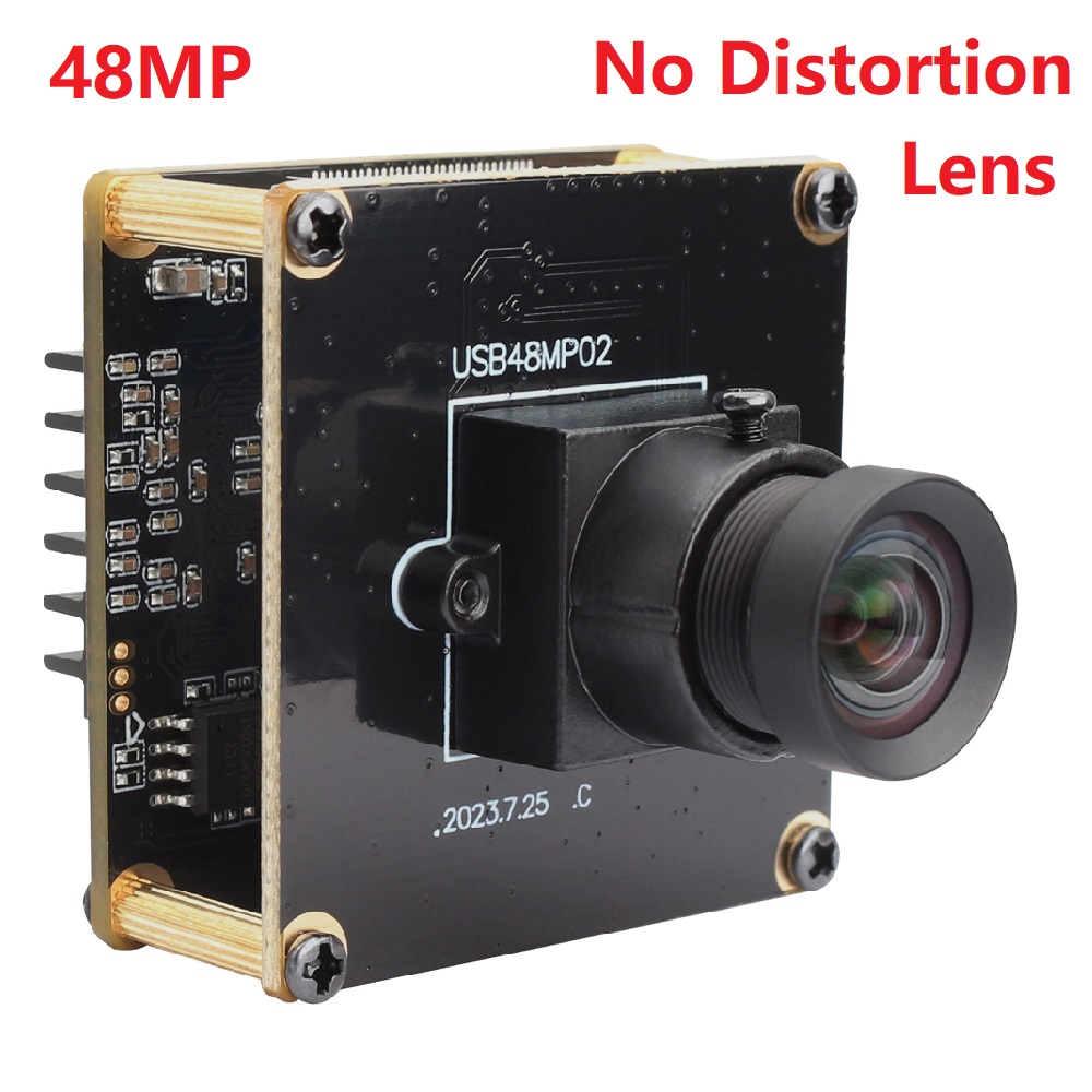 ELP 48MP No Distortion USB Camera UHD 8000x6000 CMOS IMX586 Color Sensor Mini Machine Vision USB Industrial Camera UVC